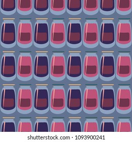 Jars with rustic home canning new seamless pattern for background.