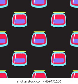 Jars with rustic home canning new seamless pattern for background.