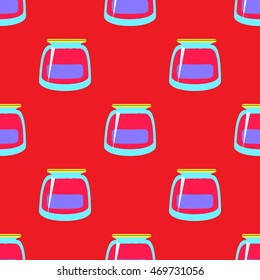 Jars with rustic home canning new seamless pattern for background.