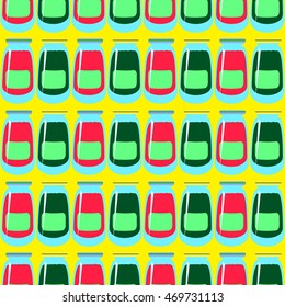 Jars with rustic home canning new seamless pattern for background.