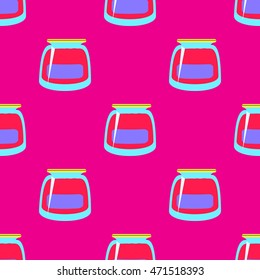 Jars with rustic home canning new seamless pattern for background.