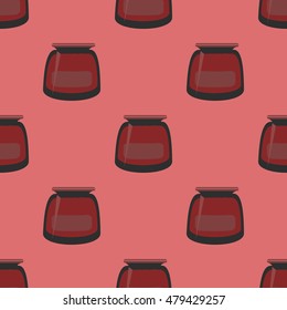 Jars with rustic home canning new seamless pattern for background.