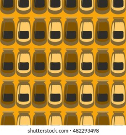 Jars with rustic home canning new seamless pattern for background.