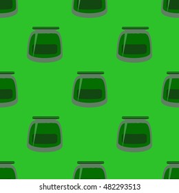 Jars with rustic home canning new seamless pattern for background.
