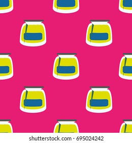 Jars with rustic home canning new seamless pattern for background.