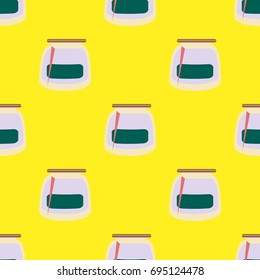 Jars with rustic home canning new seamless pattern for background.