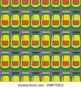Jars with rustic home canning new seamless pattern for background.