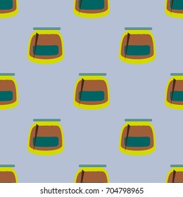 Jars with rustic home canning new seamless pattern for background.
