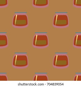 Jars with rustic home canning new seamless pattern for background.