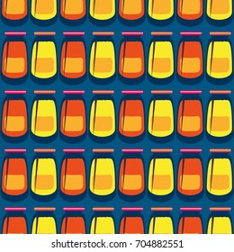 Jars with rustic home canning new seamless pattern for background.
