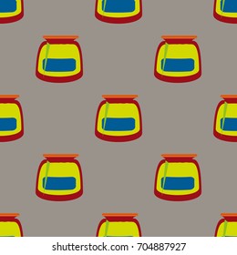Jars with rustic home canning new seamless pattern for background.