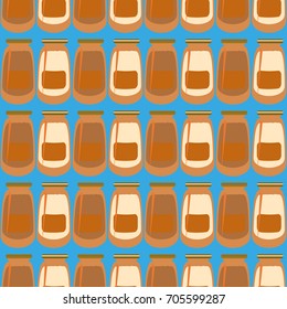 Jars with rustic home canning new seamless pattern for background.