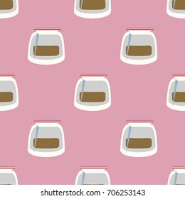 Jars with rustic home canning new seamless pattern for background.