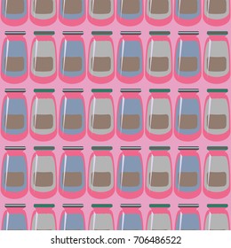 Jars with rustic home canning new seamless pattern for background.