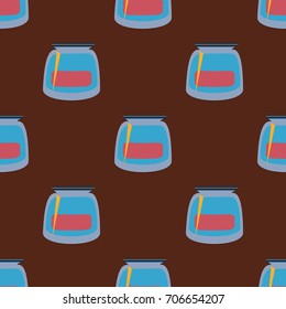 Jars with rustic home canning new seamless pattern for background.