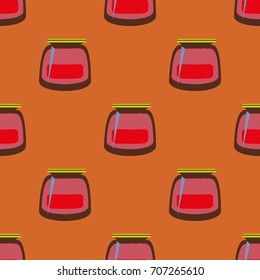 Jars with rustic home canning new seamless pattern for background.