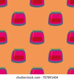 Jars with rustic home canning new seamless pattern for background.