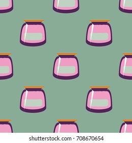 Jars with rustic home canning new seamless pattern for background.