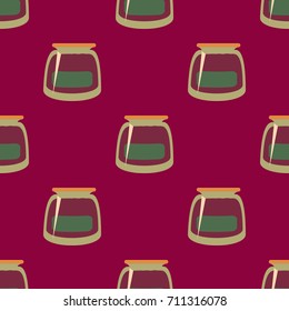 Jars with rustic home canning new seamless pattern for background.