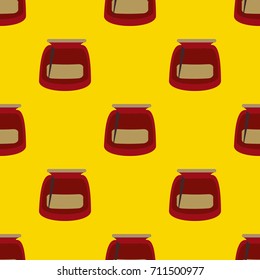 Jars with rustic home canning new seamless pattern for background.