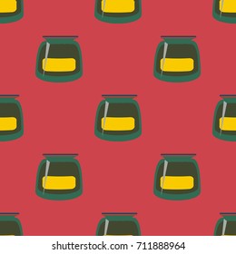 Jars with rustic home canning new seamless pattern for background.