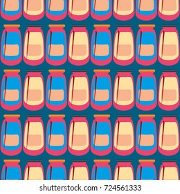 Jars with rustic home canning new seamless pattern for background.