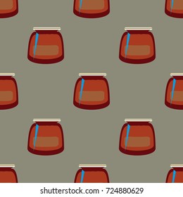 Jars with rustic home canning new seamless pattern for background.