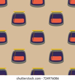 Jars with rustic home canning new seamless pattern for background.