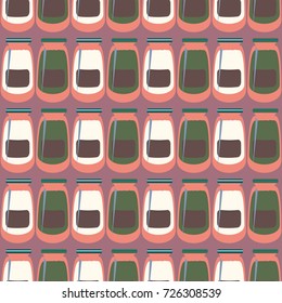 Jars with rustic home canning new seamless pattern for background.