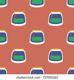 Jars with rustic home canning new seamless pattern for background.