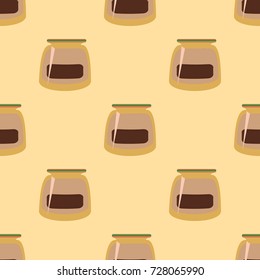 Jars with rustic home canning new seamless pattern for background.