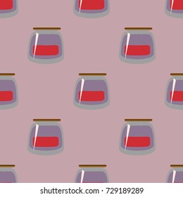 Jars with rustic home canning new seamless pattern for background.