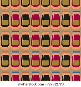 Jars with rustic home canning new seamless pattern for background.