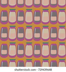 Jars with rustic home canning new seamless pattern for background.