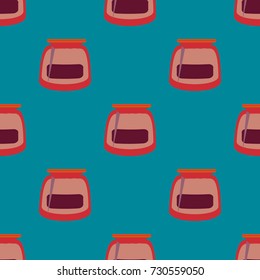 Jars with rustic home canning new seamless pattern for background.