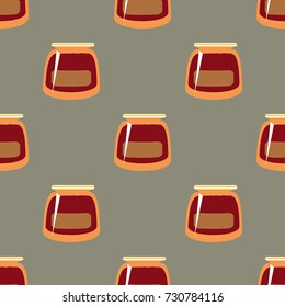 Jars with rustic home canning new seamless pattern for background.