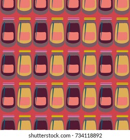 Jars with rustic home canning new seamless pattern for background.