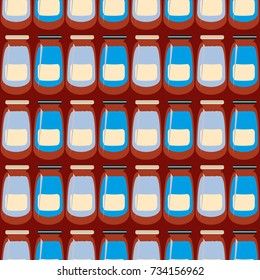 Jars with rustic home canning new seamless pattern for background.