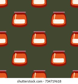 Jars with rustic home canning new seamless pattern for background.