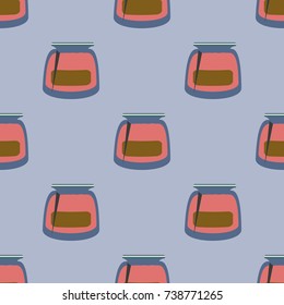 Jars with rustic home canning new seamless pattern for background.