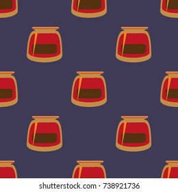 Jars with rustic home canning new seamless pattern for background.