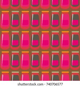 Jars with rustic home canning new seamless pattern for background.