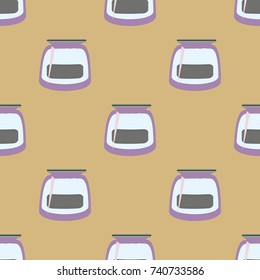 Jars with rustic home canning new seamless pattern for background.