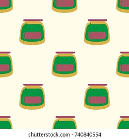 Jars with rustic home canning new seamless pattern for background.