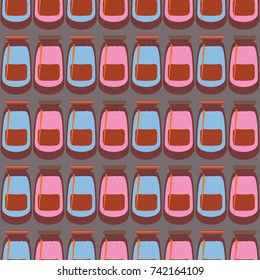 Jars with rustic home canning new seamless pattern for background.