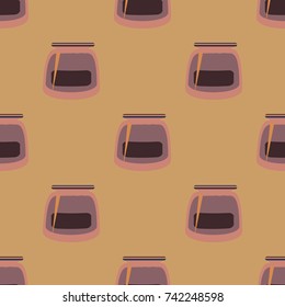 Jars with rustic home canning new seamless pattern for background.