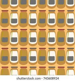 Jars with rustic home canning new seamless pattern for background.