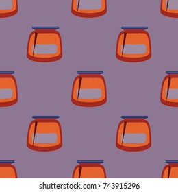 Jars with rustic home canning new seamless pattern for background.