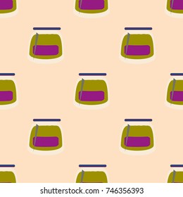 Jars with rustic home canning new seamless pattern for background.