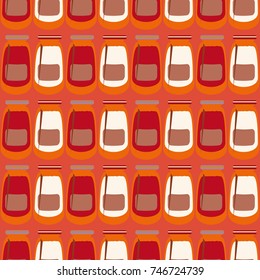 Jars with rustic home canning new seamless pattern for background.